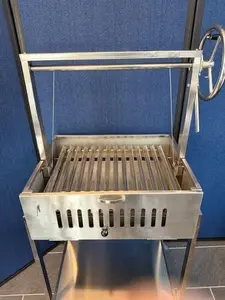 Santa Maria Grill Built-in BBQ Cooking Grill - Argentine Barbecue V-Grate Adjustable Height Stand Alone Cart 28.5" x 22" x 60" High-Quality Stainless Steel Mobile Grill with Removable Grease Pan & Easy Assembly Instructions