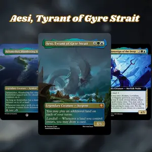 MTG Proxy 100+ Cards – Aesi, Tyrant of Gyre Strait – Simic Landfall & Draw Engine Strategy – EDH Commander Fantasy Gift Deck