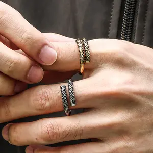 GTHIC Vintage Wukong JIn Gu Bang Domineering Stainless Steel Ring Fashion Versatile Jewelry for Men Women Daily Wear