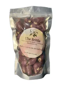 Mary's Freeze Dried Ube Brittle with Coconut & Macadamia Nuts 4oz Bag Luxurious Tropical Asian Filipino Hawaiian Crunch Snack