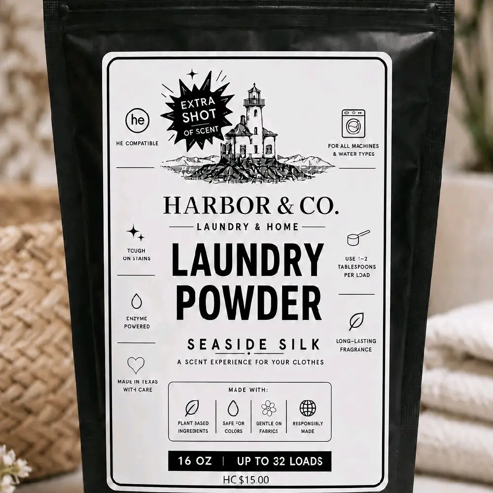 Harbor & Co Ultra Premium Seaside Silk Detergent Powder - Drum-Addable, Cold Water Safe, 32 Oz Floral Household Cleaner with Long-Lasting Luxurious Feel