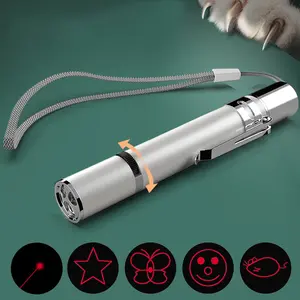 Laser Pointer Cat Toy, Red Dot LED Light Pointer Interactive Toys Indoor Cats Dogs, Long Range 5 Modes Lazer Projection Playpen For Kitten Outdoor Pet Chaser Tease Stick Training Exercise,