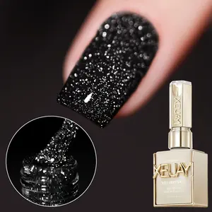 Black glitter gel nail polish—ultra-bright, super sparkly, long-lasting, highly saturated, and durable. Ideal for salon manicures and DIY at home; a great Christmas gift for women.