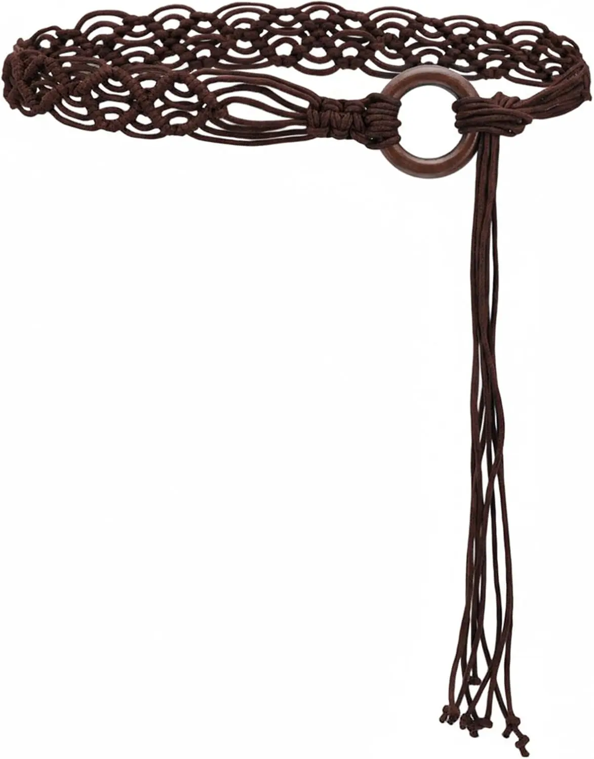 Woven Belt, Boho Beaded Braided Belt Women Long Tassel Rope Waist Belts Renaissance Rope Belts for Dress(Brown)