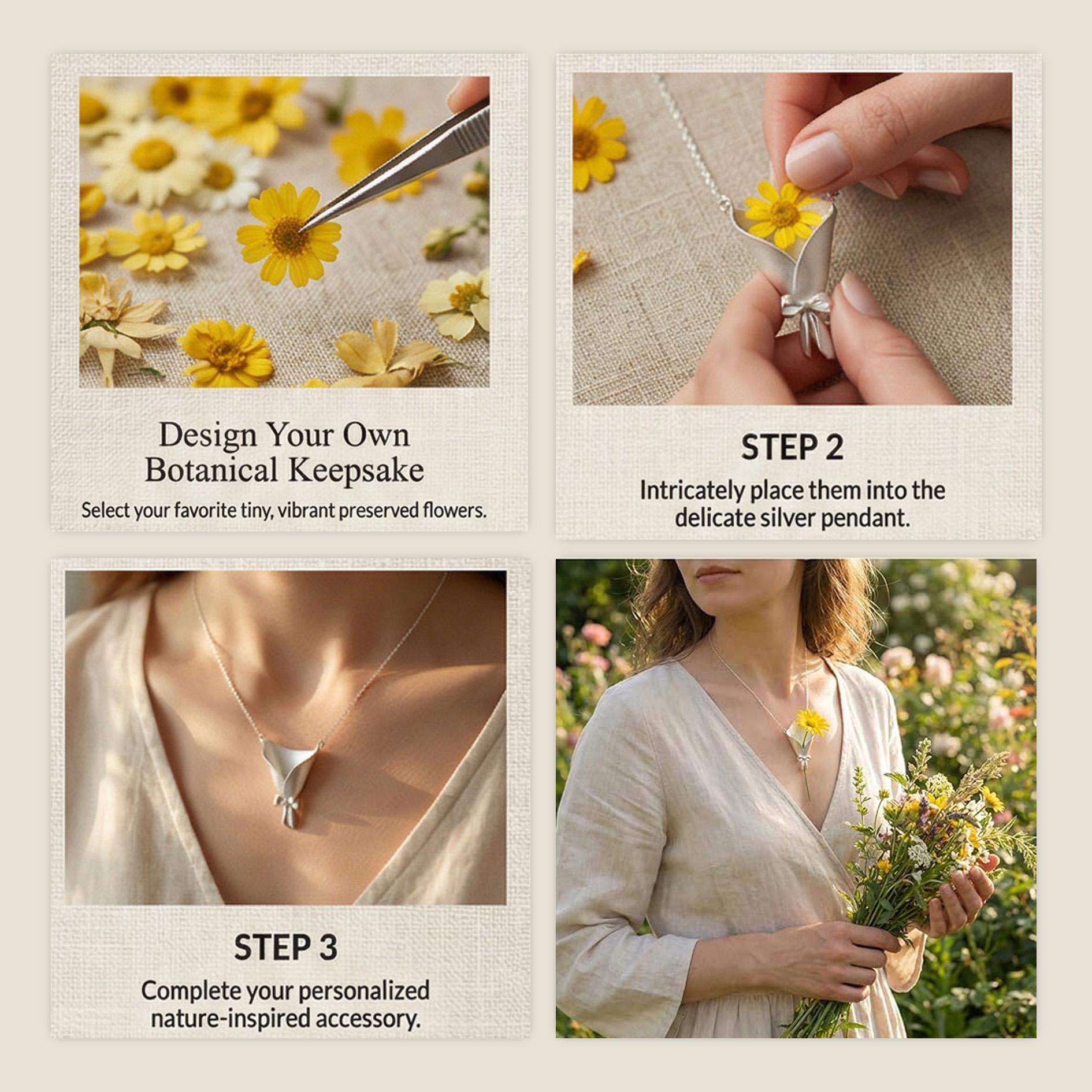 DIY Bouquet Necklace – Create your own custom floral accessory by inserting dried or fresh stems. Holiday gifts for friends and family DIY Bouquet Necklace – Create your own custom floral accessory by inserting dried or fresh stems. Holiday gifts for friends and family