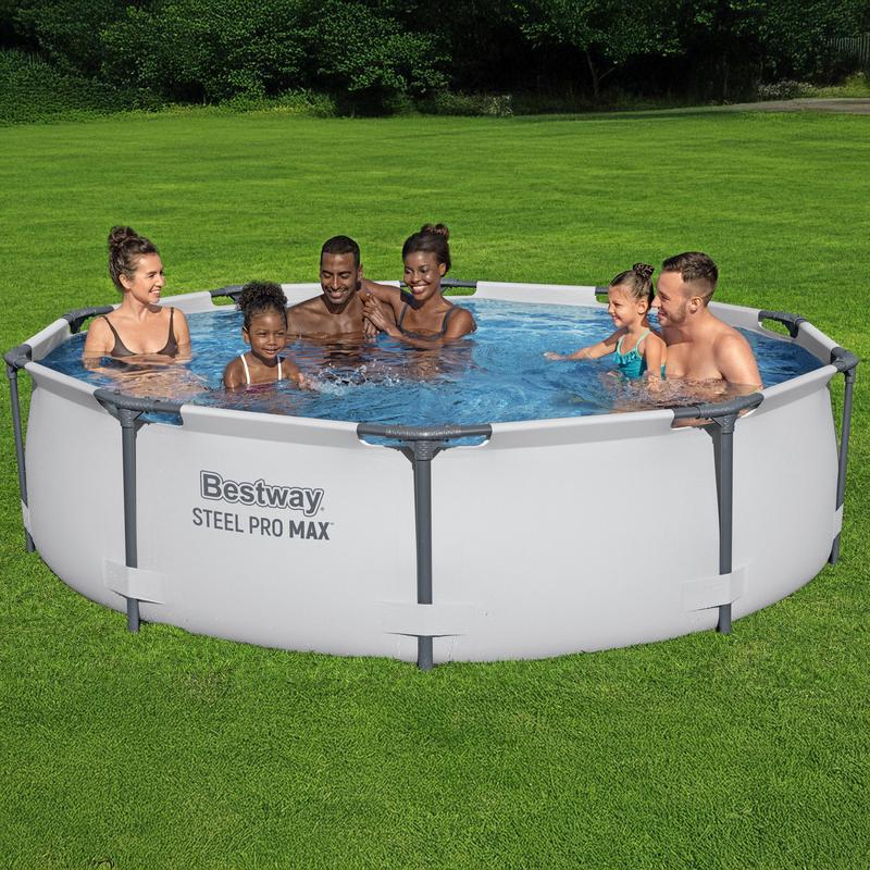 Bestway Steel Pro MAX Round Above Ground Outdoor Swimming Pool with Pump 30-42 Inch Deep