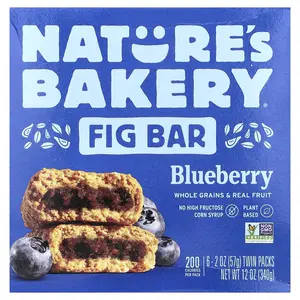 Nature's Bakery Fig Bar, Blueberry, 6 Twin Packs, 2 oz (57 g) Each
