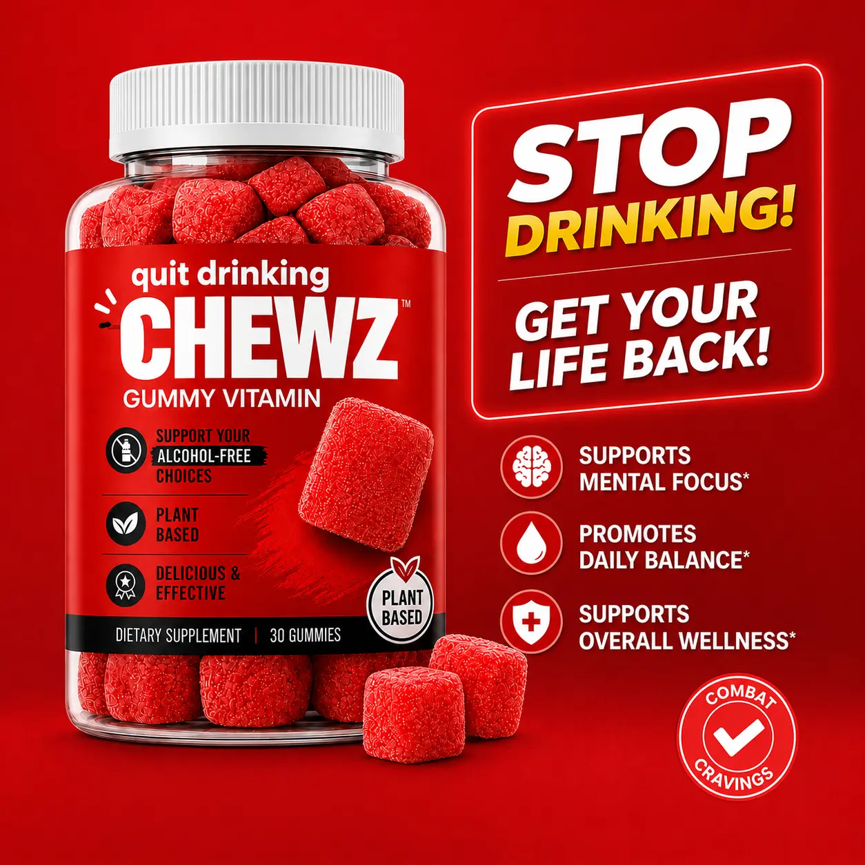 SOBER CHEWZ Craving Reducer Quit Alcohol Gummies – Supports Wellness, Liver Health & Daily Balance – Dietary Supplement for Overall Wellbeing