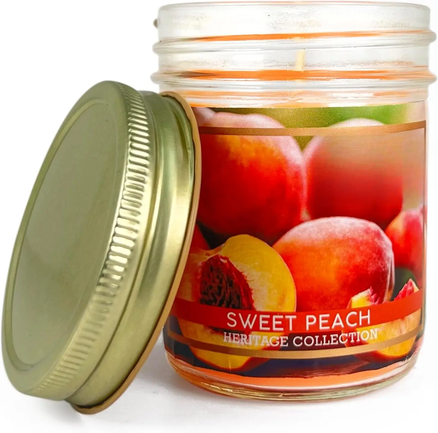 Sweet Peach Scented Candle in Clear Mason Jar | Candles for  | 8oz Rustic  Decor Novelty Candle | 40 Hour  Time Candle
