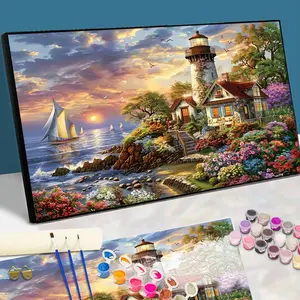 Paint By Numbers Kit for Adults Beginners -27.6x15.7in/70x40cm Color Canvas, Easy DIY Castle Acrylic Painting Set - Wall Decor for Living Room and Bedroom, Creative Gift for Birthday, Mother's Day and Christmas, Without Frame