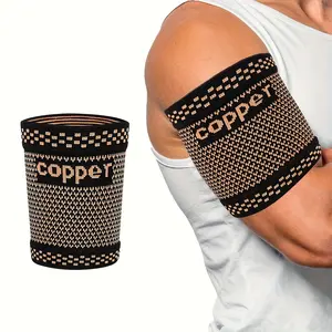 1Pc Copper Infused Bicep Compression Sleeve, Unisex Arm Support Brace, Elastic Muscle Compression Arm Sleeve for Bicep Pain Relief, Workout Fitness, Sports Recovery and Daily Arm Muscle Support