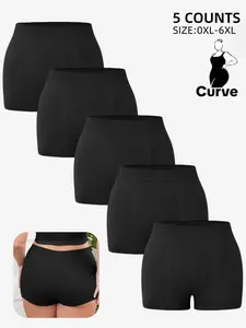 Women's Plus Size Mid-Waisted Seamless Shorts, Fitted, Comfortable Breathable Briefs,Daily Underwear, All Seasons, Plus Size Panty,Sizes 0XL-6XL, High Rise Panties