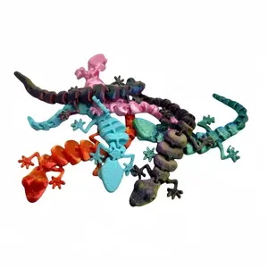 20Pcs3D Color Gecko Wall Decoration - Printed Home Decorations, Tabletop Decorations Knickknacks for Room Decorations and Holiday Gifts - Multi-color Random Dinosaur Design Dinosaur Figurine