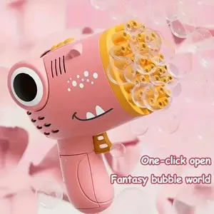 Dinosaur Portable Bubble Machine Handheld Electric Bubble Blower, 40-Hole Gatling Bubble Gun Toy for Kids, Fun Play Equipment