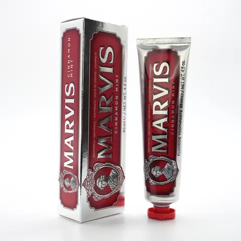 Marvis Cinnamon Mint Toothpaste - Daily Fluoride Tooth Care with Unique Flavor for Oral Hygiene, Cavity Protection
