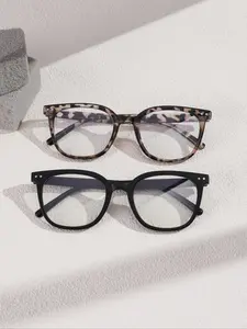 Boho Tortoise Shell Square Frame Glasses, Unisex Fashion Eyewear for All Seasons, Casual Daily Wear, Student Essentials, Fashion Frame Eyeglasses