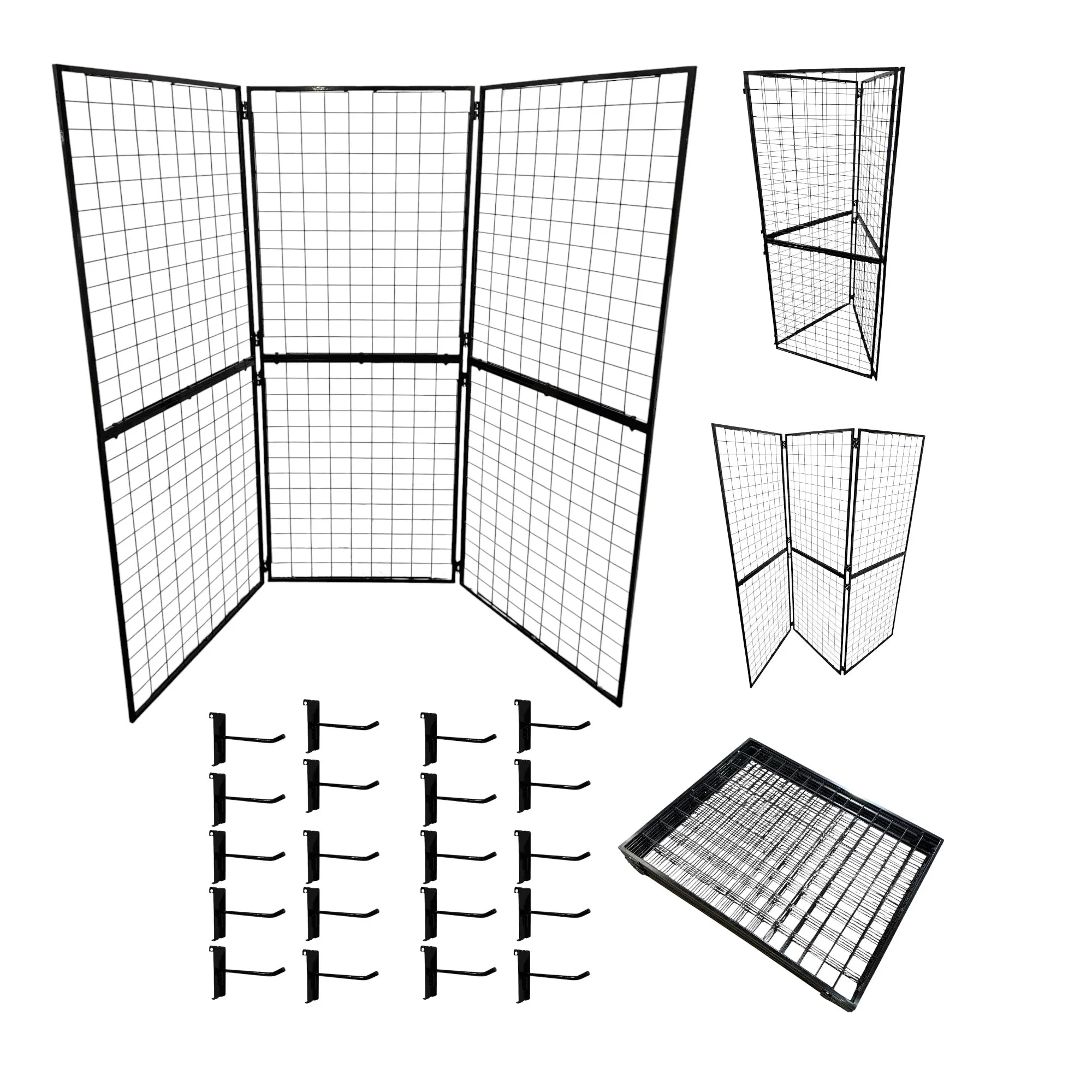 Only Hangers Heavy Duty Foldable Gridwall Display - Versatile 2' x 5' Gridwall Panels with 20 Hooks for Art, Craft, and Trade Shows