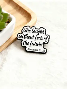 Inspirational Religious Enamel Pin, Durable Metal Pins, 'She laughs without fear of the future - Proverbs 31:25' Brooch, Faith-Based Lapel Pin for Spiritual Enthusiasts & Bible Verse Lovers, Gift for Religious & Uplifting Aesthetic Fans