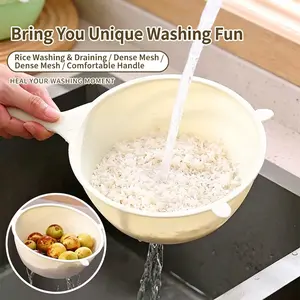 Viral Rice Washer Bowl with Handle, Fine Mesh No Rice Loss, Multi-Use Colander for Fruits Veggies, TikTokMadeMeBuyIt Kitchen Gadget