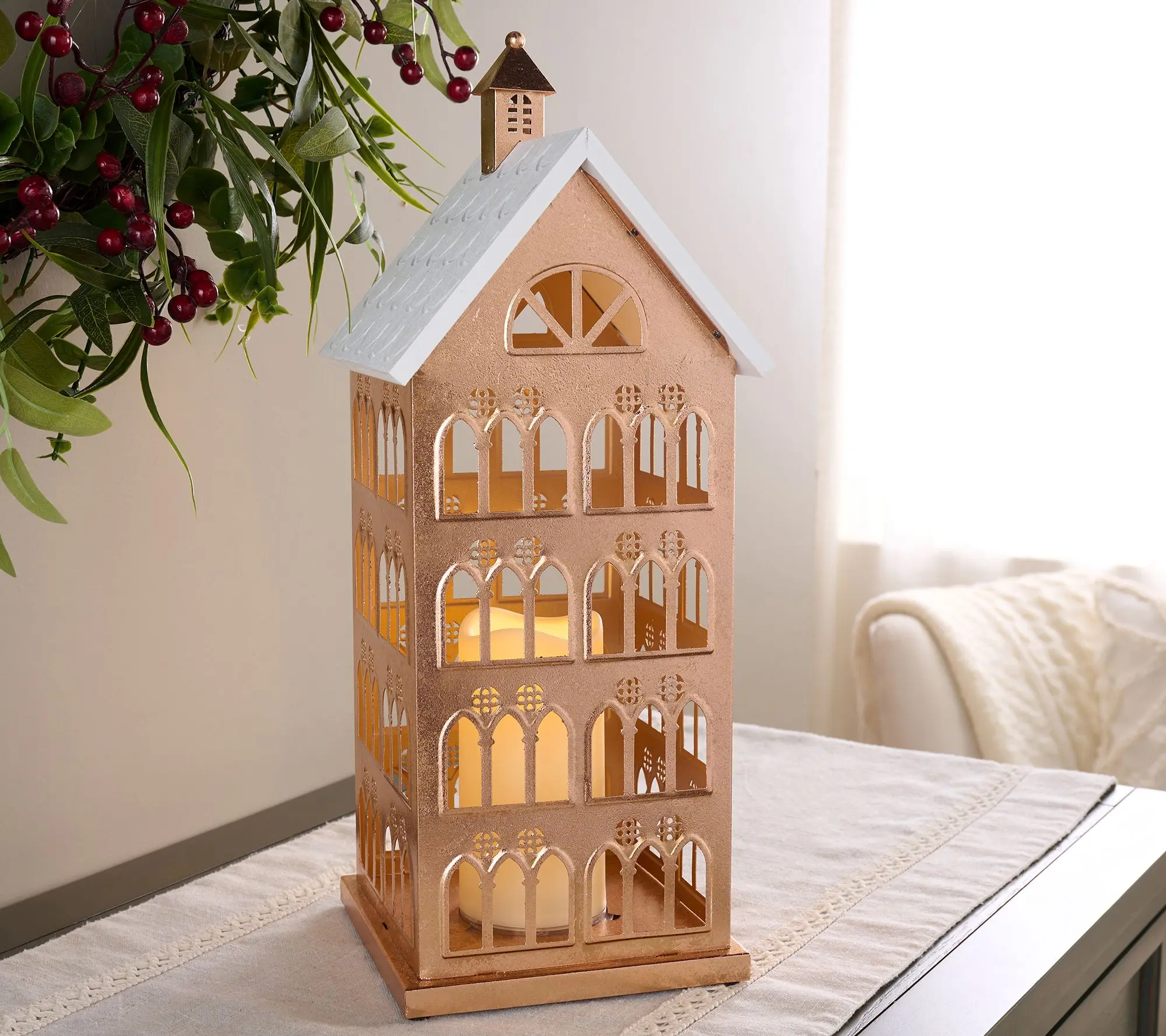 Home Reflections Metallic Holiday House Lantern Home Reflections Metallic Holiday House Lantern