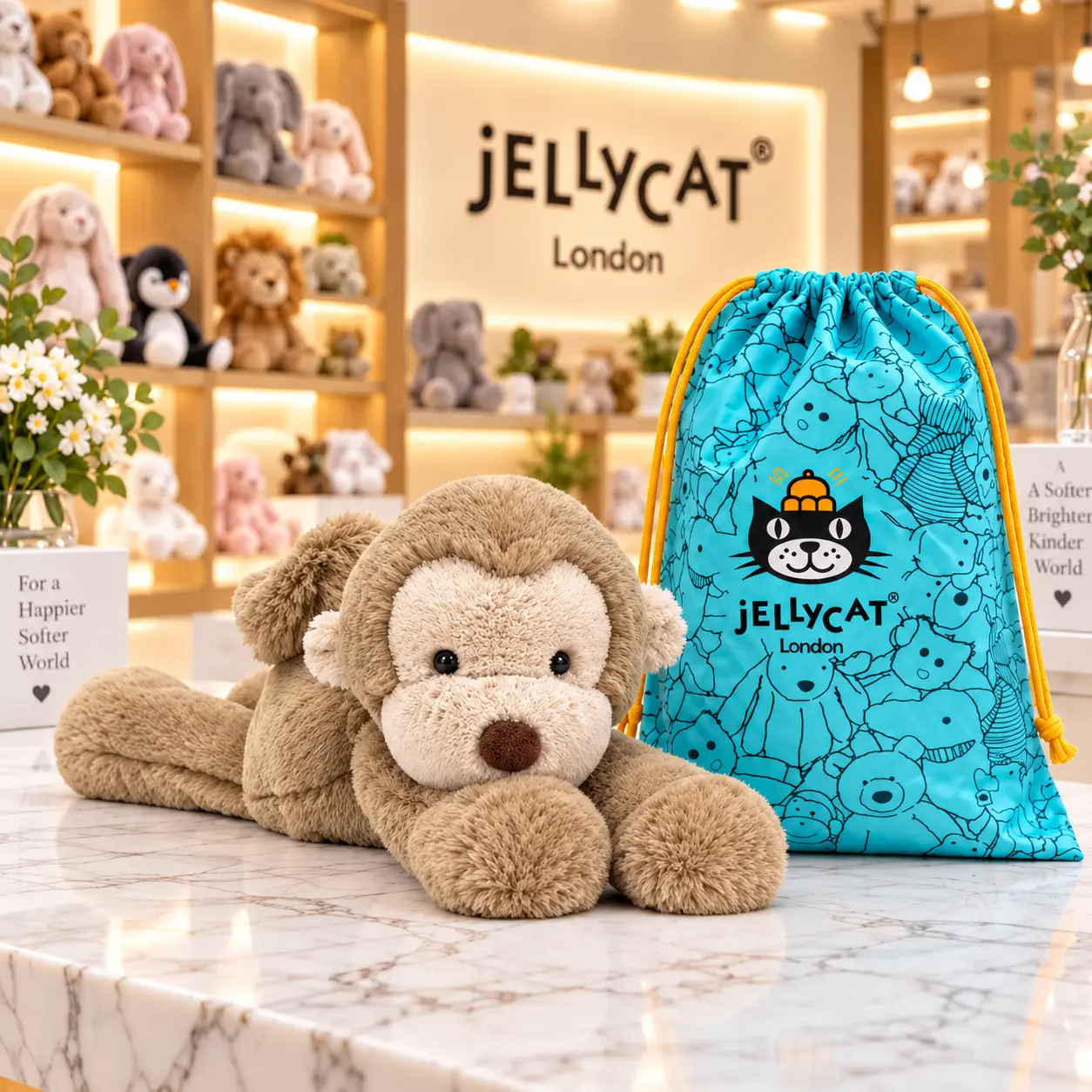 Jellycat Smudge Monkey – US Stock, Ready to Ship, Cute Monkey Plush Toy, Cozy Bedroom Decor & Collector Gift