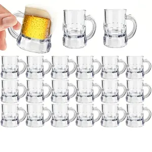 Mini Reusable Plastic Beer Mugs Set of 24 Durable Clear Cups for Parties and Events