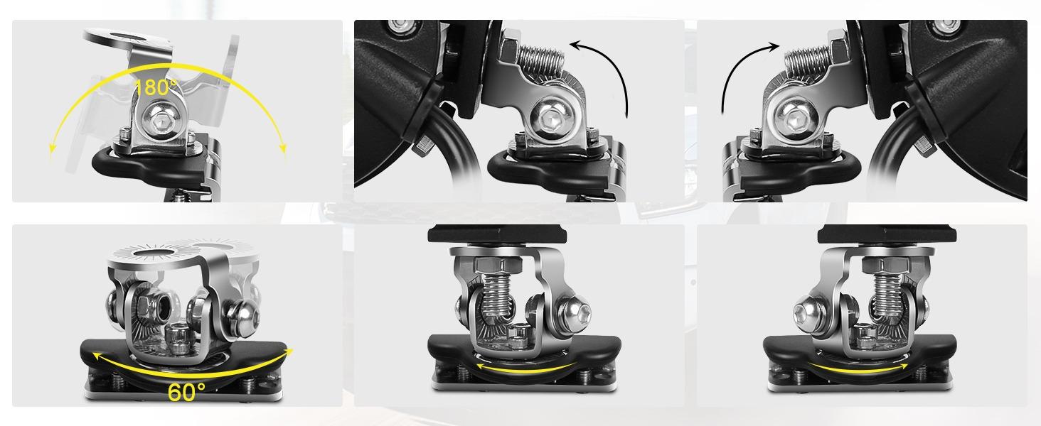 Nilight LED Light Bar Mounting Bracket 2PCS Universal Adjustable Pillar Hood Work Lamp Mount Clamp Holder for Off-Road Truck SUV, Silver-2