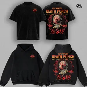 [Hoodie and T-Shirt] The Way Of The Fist Anniversary Five Finger Death Punch T-Shirt Washed Retro 5FDP Metal Heavyweight Cotton Tee Babymetal Unisex Oversized Rock Band Graphic Shirt, Rock Music Lover Merch, Vintage Band Shirts