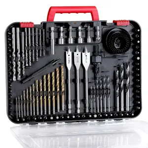Drill Bit Set, Titanium Twist Brad Point Driver Bits, Drill and  Bits Combo Kit with Case for Metal, , Concrete and Masonry, 100 count