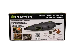 Genesis Rotary Tool, Includes 40 Accessories (Power Tool for DIY Projects, Crafting, Home Repairs)