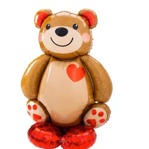 AirLoonz Cuddly Teddy Bear Foil Balloon, 48in - Valentine's Day Giant Air-Filled Balloon Bear- Big Cuddle Bear Float