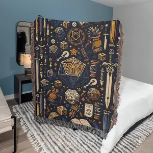 DND Woven BLANKET, Dungeons and Dragons blanket, d&d blanket, Dragon Blanket, Dnd Gifts, dnd bedding, Nerdy Blanket,