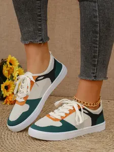 Women's Flyknit Mesh Patchwork Casual Sneakers, Lightweight Daily Commute Shoes, Breathable Comfortable Versatile, Easy to Clean, Ideal for Lazy People