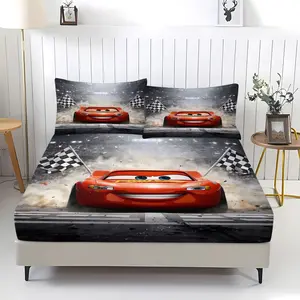 Cars Bed Sheet (Including 1 Bed Sheet And 2 Pillowcases), Lightning Mcqueen Pattern Bedding, Very Suitable For Decorating Rooms And Bedrooms For Teenagers And Children