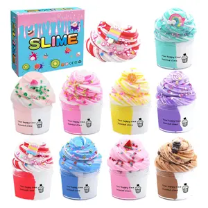 Valentine Day Gift    & Birthday Gift 9 Pack Dual Color Butter Slime Kit for Girls - Non Sticky, Super Soft Sludge Toy, DIY Slime Party Favor