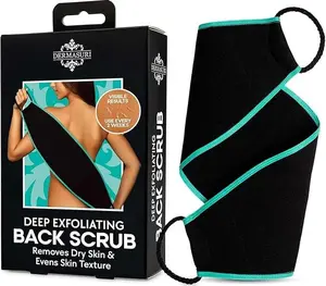 Dermasuri - Deep Exfoliating Back Scrubber - Bath & Shower Back Scrub - Body Exfoliator Scraper Tool - Deep Exfoliation Body Cleaner for Shower - 27" Long, 8" Wide