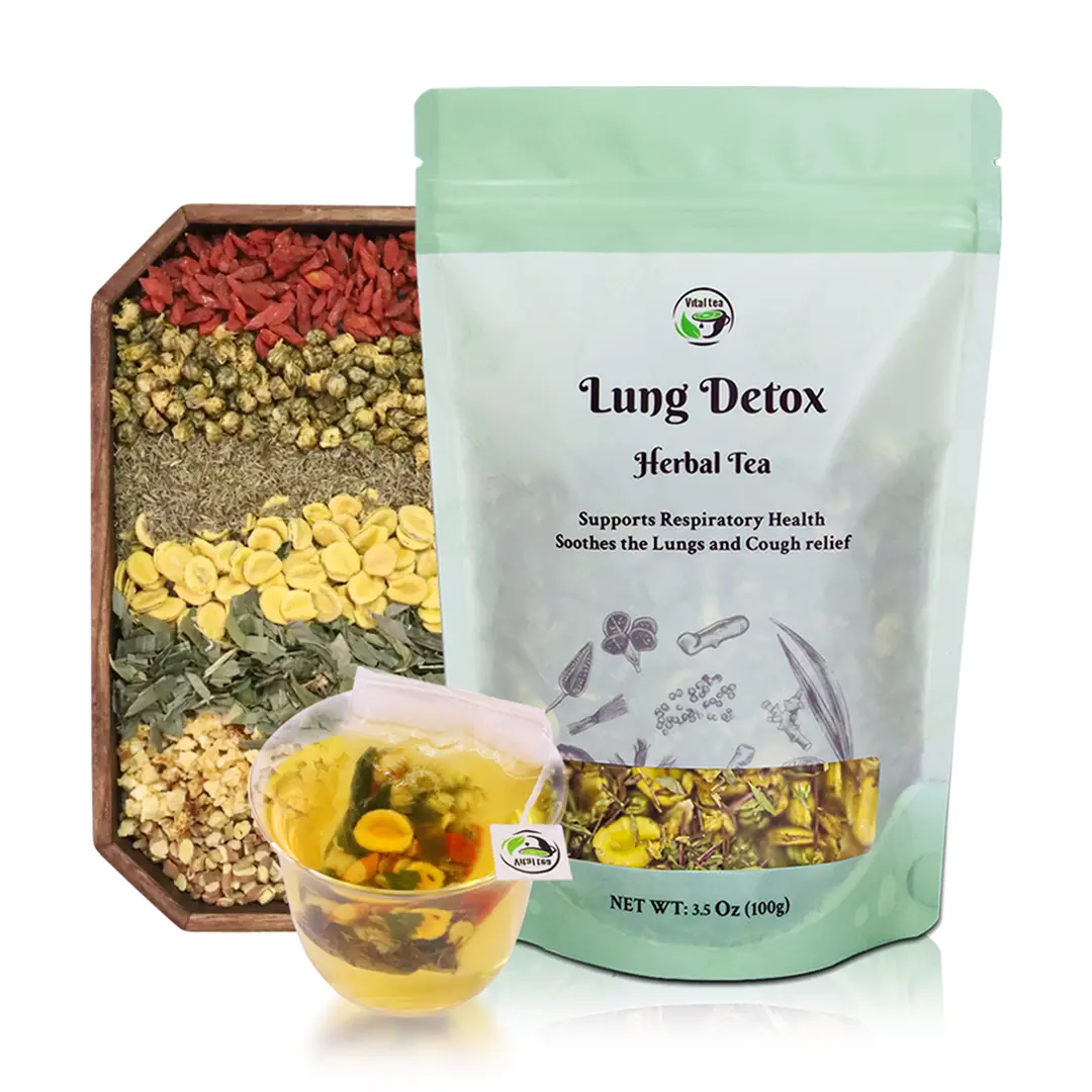 Lung Detox Herbal Tea, Lung Cleanse & Respiratory Support Tea with Licorice, Pear, Thyme & Monk Fruit, 7-Herb Gentle Formula