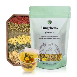 Lung Detox Herbal Tea, Lung Cleanse & Respiratory Support Tea with Licorice, Pear, Thyme & Monk Fruit, 7-Herb Gentle Formula