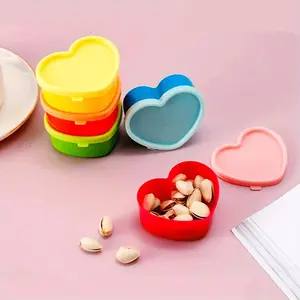 5pcs Heart Shaped Plastic Storage Containers | Leak Proof Flip Top, Reusable, Hand Washable, Multipurpose Food Contact Safe Crisper Boxes