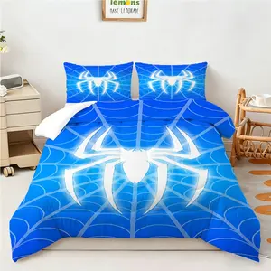 Cool Blue Glowing Spider Bedding Set, All‑Weather Comfortable Comforter Set, Breathable & Gentle on Skin, Ideal for Guest Bedroom, Boys Room, Man Cave, Holiday Gift (Pillows Not Included)