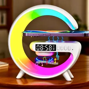 Wireless Charging Holder with Ambient Lighting and Alarm Clock Creative Office Multifunctional Magnetic Speaker for Bedroom Dormitory Holiday Valentine's Day Gift