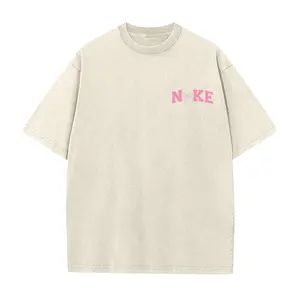 Women's Vintage Washed Minimalist Bow Casual Oversized Short Sleeve Tops Trendy Basic Tee