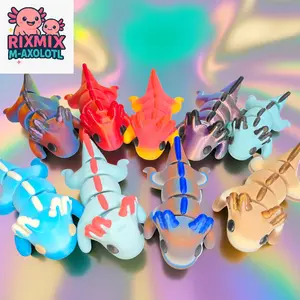 RixMix M-Axolotl Legends Collection - Maxed-out Cuteness Giant Articulated Axolots 3D Printed Art Toy Eye-Catching Colors Limited Supply USA Shipped