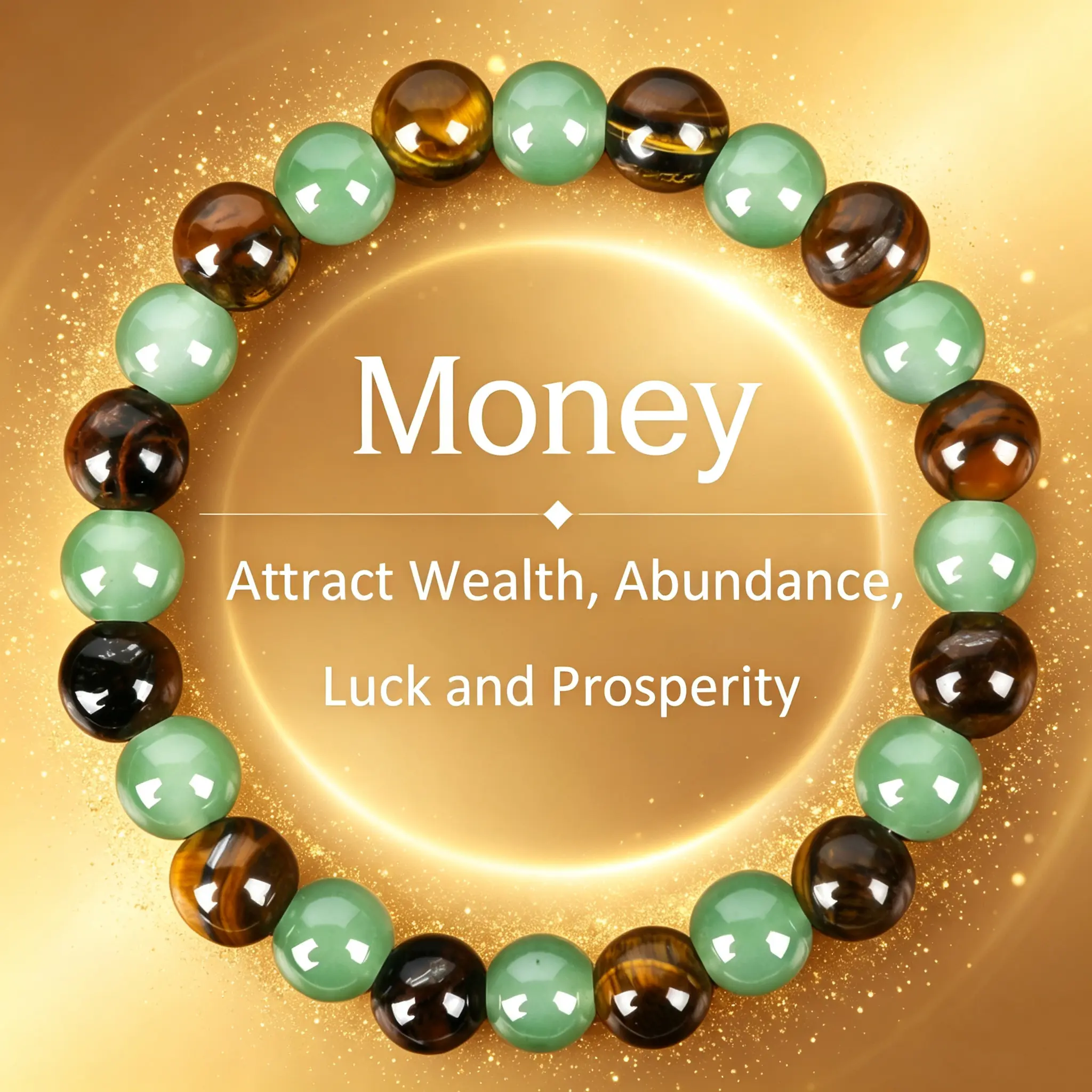 Arpurraina Green Aventurine Tiger Eye Bracelet - Money Attraction Wealth Prosperity Crystal Beaded Bracelet - Good Luck Protection Healing Gemstone Bracelet Friendship Encouragement Gift for Men Women