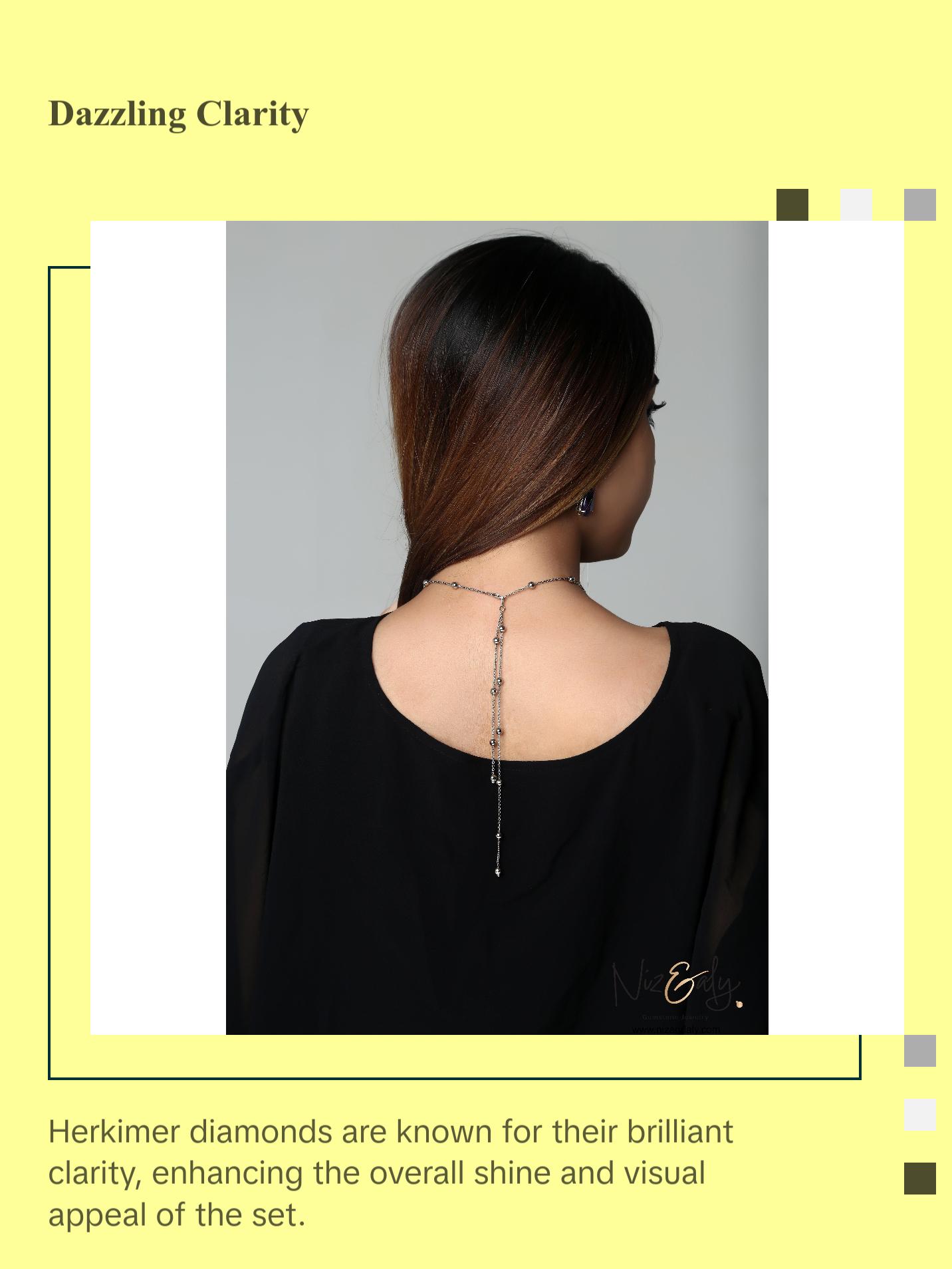 Stunning Droplet Cut Amethyst and Herkimer Diamond Necklace Set