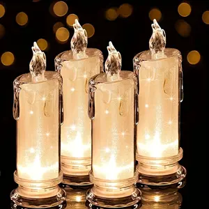 Transparent LED Candle Set, Bedside Atmosphere Light, Holiday Decor, Room Bedroom Decoration, Bar Counter Mood Candle Lamp, Bedroom Lighting, Led Ambient Lighting