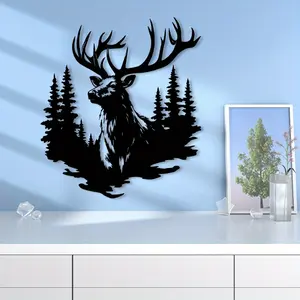 Vintage Deer Head Metal Wall Art, Painted Iron Sculpture, Living Room Decor, Ideal Christmas Decoration, Perfect Gift for Hunting Enthusiasts, Modern Home Decor