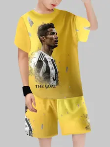 Bright Artistic Tear Design C Ronaldo Juventus the Goat Boy Short Sleeve Set, Must-Have Two-Piece Fan, Round Neck Set