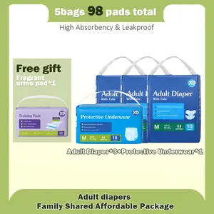 X9 Adult diapers Family Shared Affordable Package, highly absorbent and water-retaining, super soft, Clinically Tested Safe anti-side leakage. Suitable for both bedridden and traveling situations.  Suitable for both men and women.