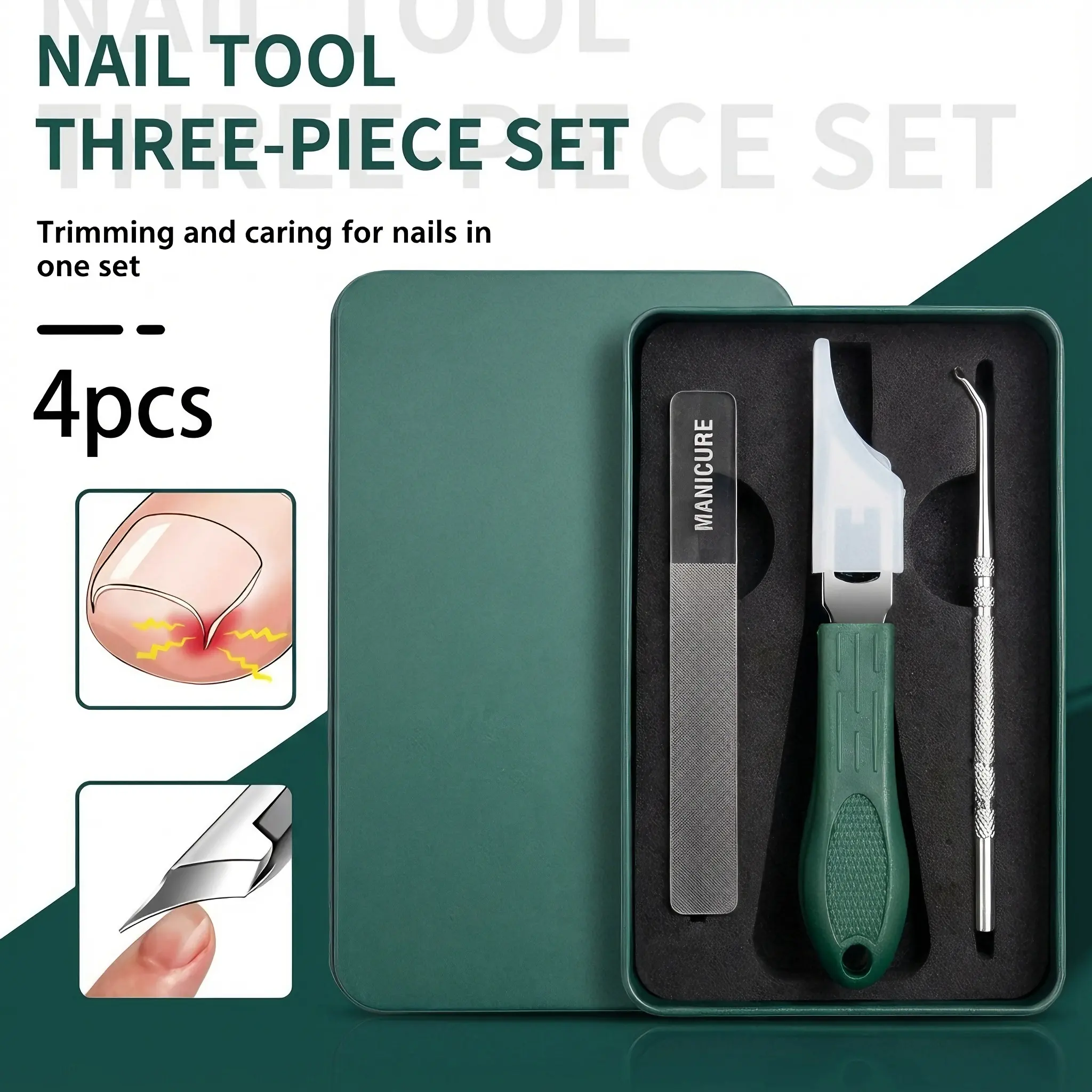 3-Piece Nail Care Kit with Storage Case, Professional Stainless Steel Manicure Tools for Precision Trimming - Ultra-Sharp Clipper, File & Cuticle Lifter